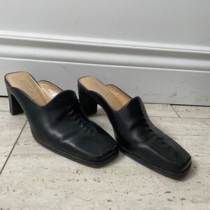 Vintage 90s leather heeled mules